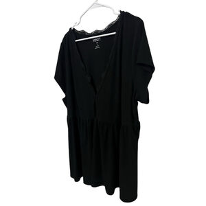 Torrid Super Soft Rib Top Womens 3X 3 Black Lace Trim V-Neck Peplum Babydoll Tee